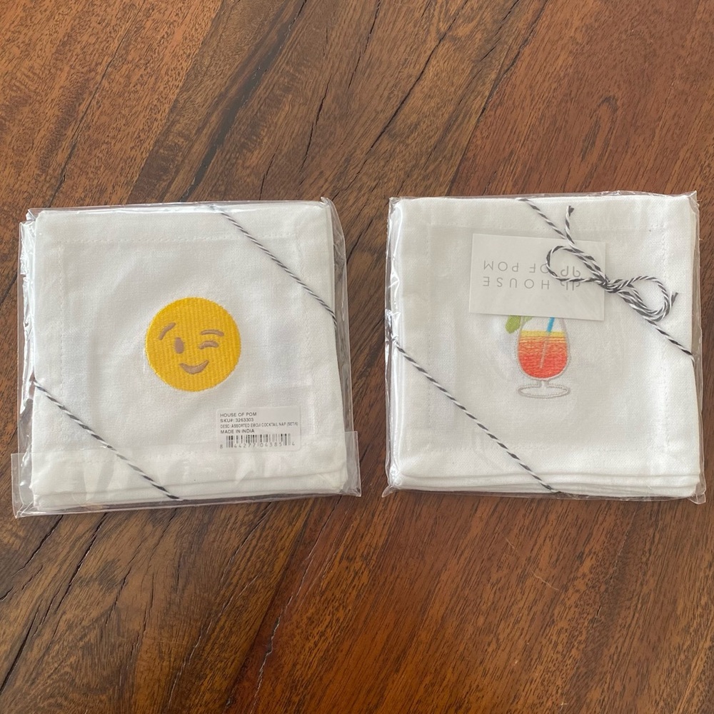 House of Pom Emoji Cocktail Napkins Set of 2 - 12 total